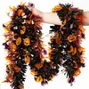 Decoraciones de cinta coloridas para Halloween transfronterizas en morado, naranja y negro, guirnalda de cinta de fondo para decoración de fiestas navideñas