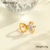Moda Transfronteriza Europea y Americana Exquisito Anillo de Circonita Anillo de Acero Inoxidable Chapado en Oro de 18 Quilates Diseño Versátil Joyería al por Mayor