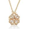 Collar para Mujer, Flor de Cuatro Hojas Nuevo Estilo Cadena Clavicular, Versátil Corazón Pequeño con Diamantes, Apilable, Cadena Clavicular Moderna y Elegante para Mujer