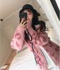 Suéter rosa com decote em V com estampa de leopardo para mulheres outono e inverno para uso externo coreano solto emagrecimento estilo preguiçoso lã malha casaco de lã