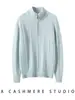 Tricô 100% Caxemira Pura Feminino Suéter com Meio Zíper e Gola Alta Modelagem Solta Outono e Inverno Novo Estilo Camada Base Aconchegante
