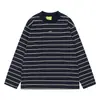 Sudadera de Manga Larga con Rayas Gruesas y Finas de Moda Japonesa para Jóvenes Hombres, Estilo Otoño e Invierno, Pulóver de Algodón Puro Bordado con Bloques de Color