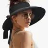 Chapéu de Palha com Proteção Solar, Proteção UV de Verão, Chapéu de Praia de Aba Larga com Topo Aberto, Chapéu de Moda Respirável para Proteção Solar Feminina em Viagens ao Ar Livre