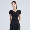 Nova Quick-drying V-neck manga curta nua fitness plissado T-shirt All-match Sports Top Running Yoga manga curta Mulheres