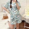 Venta al por mayor en stock primavera y verano niñas doble corto caricatura lindo shorts manga corta pijamas ropa de casa damas traje de solapa