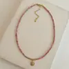 Collar de Acero de Titanio con Girasol de Rodolita para Mujer, No se Desvanece, Apilable, Elegante Colgante de Girasol de Celebridad de Internet, Cadena de Clavícula a la Moda