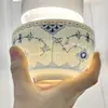 Porcelana de Hueso Azul y Blanco Bajo Esmalte Patrón de Encaje de Hierba Tang Cuenco para Arroz Vajilla Doméstica de Alto Valor Fabricante de Cuencos Venta Directa al Por Mayor