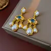 Brincos Vintage de Prata Usados Gota de Óleo Flor Multi-Camadas Acessível Luxo Brincos de Alta Qualidade Brincos Estilo Palácio Retro