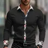 Novas Camisas Digitais 3D para Homens na Amazon Europa e América, Camisas Masculinas de Manga Longa com Elasticidade em Quatro Direções, Atacado a partir de Uma Peça