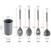 Manija Chapada en Cobre de Silicona Transfronteriza Utensilios de Cocina Resistentes a Altas Temperaturas Pala para Saltear Cuchara para Sopa Valla de Olla Doméstica Anti-rayaduras Pala para Fugas Venta al por Mayor
