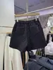 Shorts de Punto Trenzado Vintage para Mujer, Nuevo Ajuste Holgado, Shorts Adelgazantes de Color Sólido a la Rodilla, Pantalones Versátiles Casuales Deportivos de Corte A