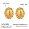 Brincos Xia Ling Europeus e Americanos Transfronteiriços de Aço Inoxidável Liso Oval 18K Banhados a Ouro Versáteis e Não Desbotam