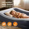 Cama Inflable de PVC Engrosada con Tienda, Colchón Exterior Infantil, Colchón de Aire Portátil de 4 Lados para Acampada Familiar