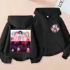 Sudadera con capucha de cremallera de moda holgada para niños y niñas, estampado de dibujos animados de K-Pop, para primavera y otoño, chaqueta sudadera casual transfronteriza