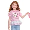 Camiseta de Verano para Niñas 2026 Nuevo Estilo Moderna Casual Holgada con Rayas Patchwork Falda Camiseta para Niños Mayores
