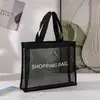 Bolsa de compras de malha de nylon de grande capacidade transfronteiriça, bolsa de malha para exterior para guardar roupas e cosméticos, bolsa de ombro de malha