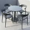 Combinación de Mesa y Sillas para Exteriores Tienda de Té con Leche Negra Mesa para Exteriores Patio de Ocio al Aire Libre Balcón de Plástico para Exteriores Impermeable y Protección Solar