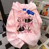 Moletom com Capuz Tie-Dye Americano Versátil para Mulheres no Outono e Inverno, Versátil e Personalizado Rosa Fofo de Estudante Preguiçoso