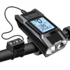 Luz de reloj con código inalámbrico 3 en 1 para bicicleta con bocina, alto decibelio, doble T6 luz fuerte, equipo para ciclismo nocturno, luz de largo y corto alcance, luz delantera