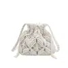 Bolsa de Palha Simples Tecida Estilo Coreano 2026 Nova Moda Design de Nicho Bolsa Transversal Saco Balde Bolsa de Praia para o Litoral