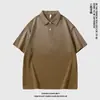 Camisa Polo Casual de Gama Alta para Hombre Top Holgado Cuello Solapa Ropa de Verano Color Sólido Manga Corta Ropa Versátil para Hombre Berlin