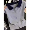 Camiseta de Manga Corta con Solapa Ajustada Estilo Coreano para Mujer, Nueva de Verano 2026, Casual Versátil, Top que Reduce la Edad, Camiseta Básica