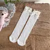 Calcetines de Verano para Niños, Calcetines de Malla con Lazo para Niñas, Calcetines Finos de Encaje hasta la Pantorrilla, Calcetines Dulces de Princesa de Media Pantorrilla