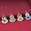 Colgante Thangka con Forma de Calabaza con Incrustaciones de Oro Pintadas a Mano y Diamantes, Amuleto de Buda Estilo Chino, Zaki Lhamo Tara Verde, Joyería Portátil con Imagen Intercambiable