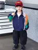 Chaqueta de Raglán para Niños de Primavera y Otoño Estilo Coreano Abrigo Cortavientos Elegante para Niños Pequeños