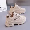 Zapatos de suela gruesa estilo papá para mujer, modernos, primavera y otoño, nuevo estilo, zapatos de mujer, transpirables, estilo coreano, versátiles, de suela gruesa, que aumentan la altura, deportivos casuales para mujer