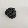 Boina Infantil para Niñas Estilo Primavera y Otoño Estilo Academia Boina a Cuadros Rojos para Niñas Protección Solar Sombrero Octagonal Estilo Nuevo