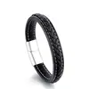 Pulsera de piel de vaca de venta caliente en Taobao pulsera tejida de cuero de acero inoxidable pulsera de cuero para parejas al por mayor