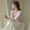 Estilo Casual Cashmere de Alta Qualidade Tricô Gola Redonda Outono e Inverno Seda Cashmere Estilo Old Money Elegante Seda de Amora Top de Manga Longa