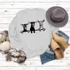 Desejo Outono e Inverno Transfronteiriço Feminino Top Comércio Exterior Europa e América Fofo Alpaca Estampado Casual Gola Redonda Suéter Camisa