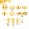Nuevo Estilo Chino Antiguo Sha Oro Gota Aceite Dado de Cuatro Caras Mahjong Azulejo Transferencia Pulsera con Cuentas Colgante con Cuentas Accesorios de Joyería