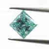Piedra Suelta de Moissanita Corte Princesa Verde Claro, Gema Tallada Irregular Cuadrada Verde Azulado Claro para Incrustaciones en Joyería Venta al por Mayor