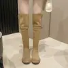 Botas largas plegables de doble uso para mujer, nuevas botas largas Maillard de suela gruesa para primavera y otoño 2026, botas de montar de tubo alto retro con forro de vellón