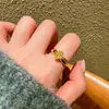 Anillo de Apertura Oval con Circonita Bañado en Oro Real de 18K Estilo Francés Lujo Ligero Anillo Versátil Moda Estilo Hong Kong Joyería Vintage