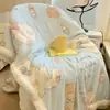 Cobertor de pelúcia de cordeiro com ar condicionado para cochilo de escritório, cartoon espesso, para quarto de casa, manta de veludo de leite para sofá