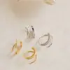Brincos Espirais Banhados a Ouro 18K Prata de Lei S925 Zircônia Criativo Luxo Leve Design de Nicho Estilo ins Ganchos de Orelha Homens Mulheres Europeu Americano