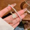 Pulseira de pérolas de camélia de camada dupla para meninas, pulseira de contas requintada, estilo vintage, joias explosivas