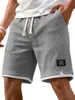 2026 Amazon Europa Verão Masculino Novo Casual Diário Waffle Cor Contrastante Bordado Shorts Largos