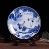 Nuevo Estilo Chino Sala de Té Hotel Estantería Adornos Retro Cerámica de Porcelana Azul y Blanca Florero Arreglo Floral Set de Exhibición Otro