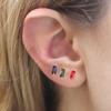 Europeu e americano cross-border simples fresco pequeno quadrado multi-color zircão S925 prata agulha brincos de pino brincos feminino atacado