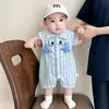 Mameluco Delgado de Bebé para Verano con Mangas Cortas de Monstruito Atuendo para Exteriores para Niños Cárdigan de Verano Mono de Media Manga