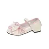 Sapatos de menina, sapatos de princesa de couro para crianças, novos sapatos de sola única vintage para primavera e outono de 2026, saltos altos Lolita para menina