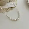 Collar de Perlas de Bebé con Sonrisa Degradada para Mujer, Diseño Nicho Perla de Vidrio Cadena de Clavícula Exquisita Más Vendida, Cadena de Cuello Elegante