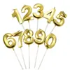 Vela de aniversário Casa da Ópera Número dourado 0-9 sem fumaça Bolo de aniversário Festa Confeitaria Sobremesa Vela Plugável Conjunto