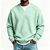 Europa Transfronteriza Otoño Nuevo Color Sólido Tejido Waffle Sudadera con Capucha Henley para Hombre Holgada Casual Moderna Versátil Ropa para Hombre Camiseta