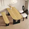 Mesa de Jantar Ilha e Cadeiras em Madeira Maciça Estilo Meio do Século Francês para Casa Apartamento Pequeno Mesa de Jantar Semicircular Montada na Parede Mesa Longa para Recepção de Negociação